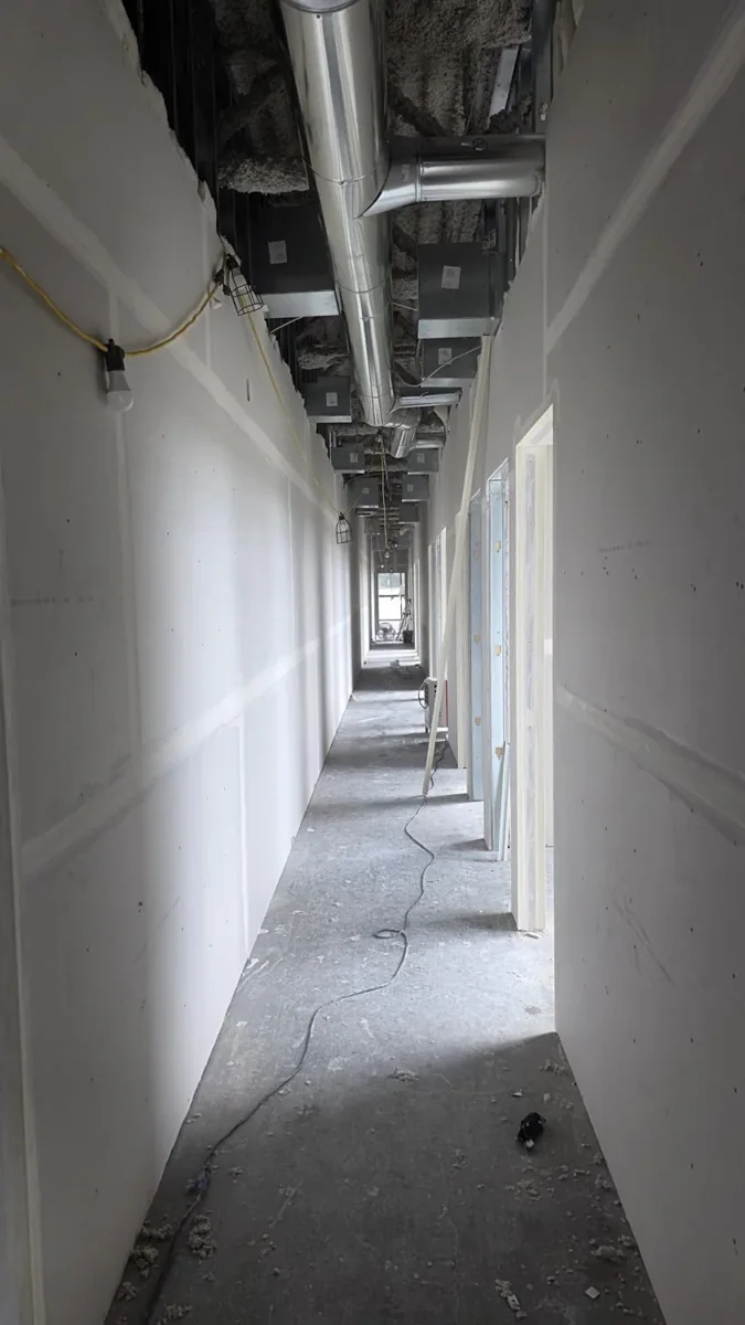 Drywall joint preparation at Regus, Mission